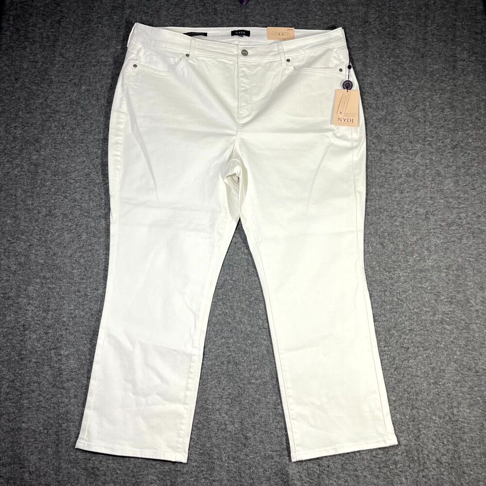 NYDJ Marilyn Straight Ankle Jeans Lift x Tuck  Optic White 20W Mom Preppy Pant